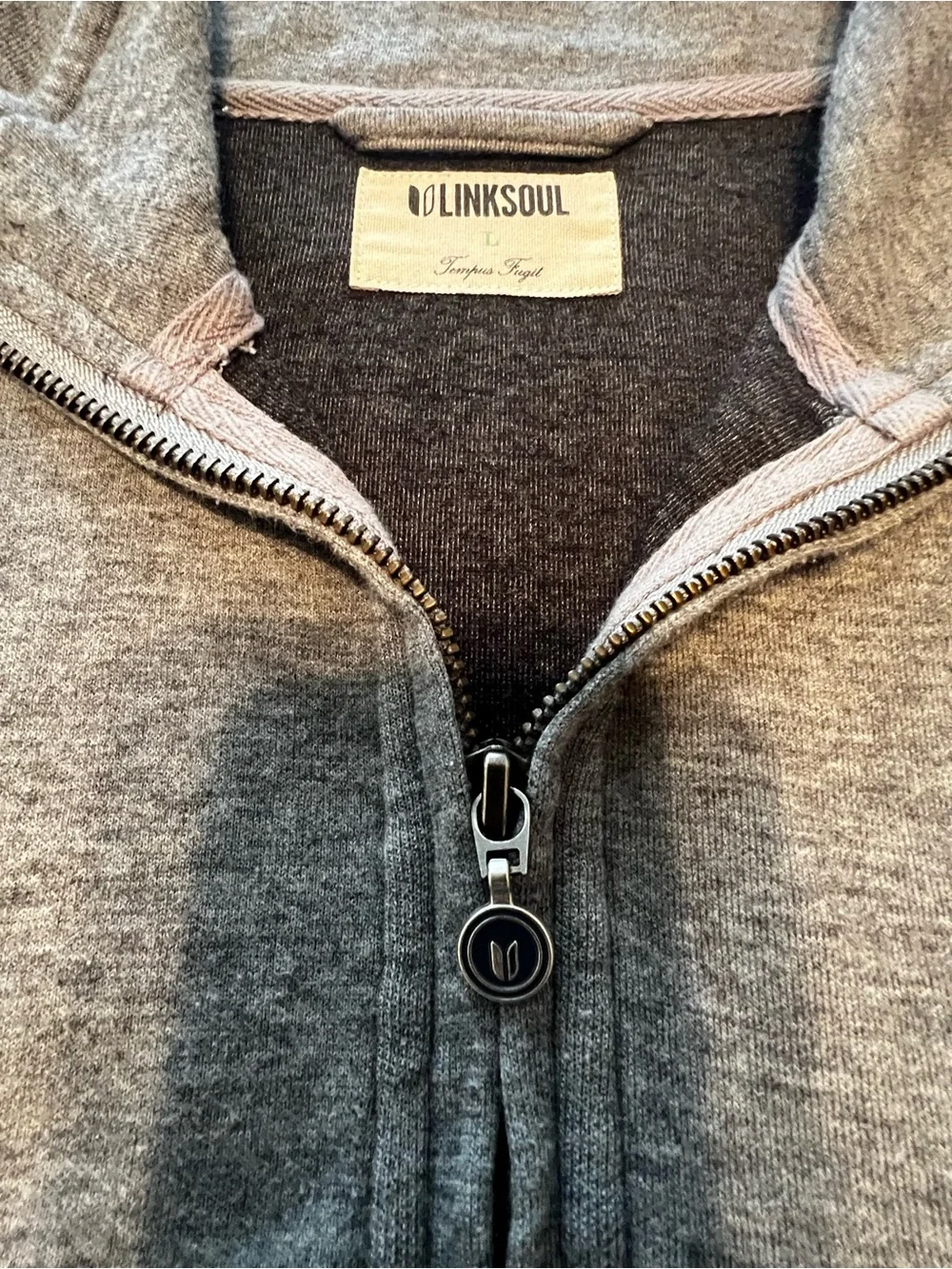 Linksoul Men's Zip-Neck Sweaters (2) - Gray & Teal Blue